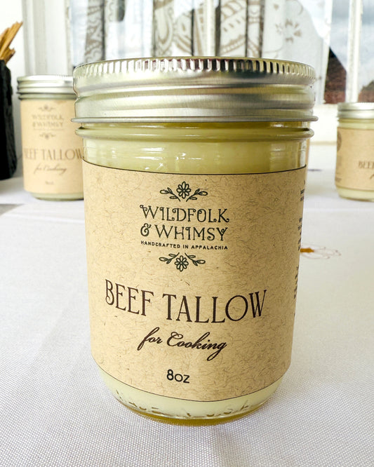 Cooking Tallow in Old-fashioned Mason Jars