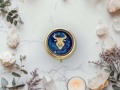 Taurus Zodiac Solid Perfume: Luxe Gold Chypre Compact