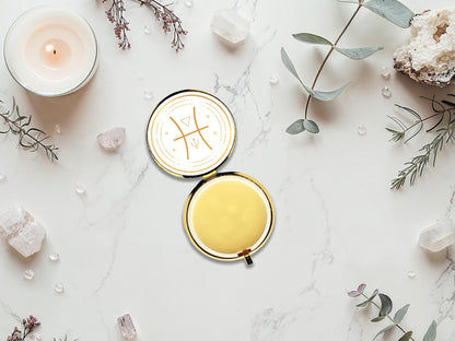 Pisces Zodiac Solid Perfume: Golden Compact, Floral Musk