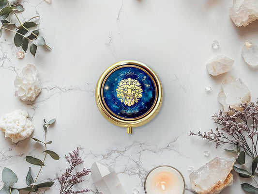 Leo Zodiac Solid Perfume: Nectarine, Cherry, Sandalwood in Gold Compact