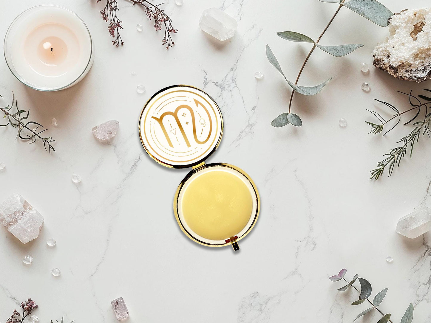 Scorpio Zodiac Solid Perfume: Clove, Orchid, Espresso, Leather