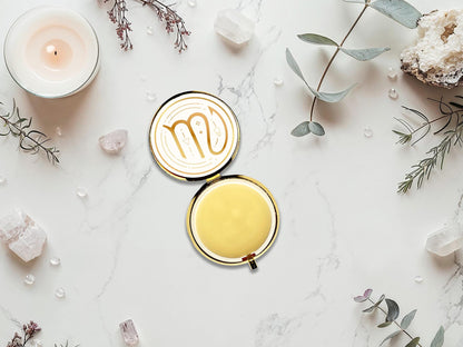 Scorpio Zodiac Solid Perfume: Clove, Orchid, Espresso, Leather