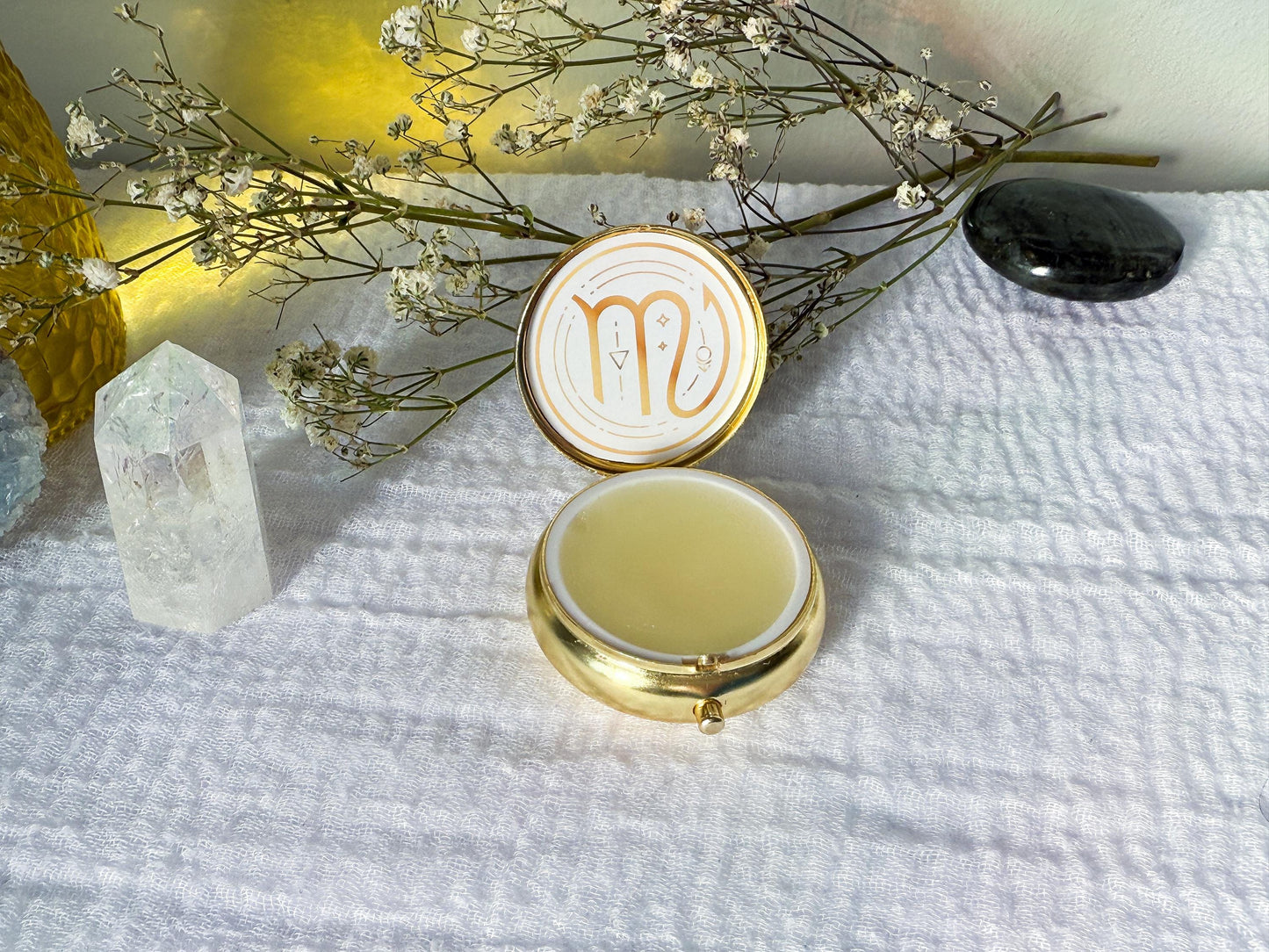 Scorpio Zodiac Solid Perfume: Clove, Orchid, Espresso, Leather